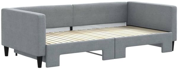 vidaXL Tagesbett Ausziehbar Hellgrau 100x200 cm Stoff 3196583 Bild 3