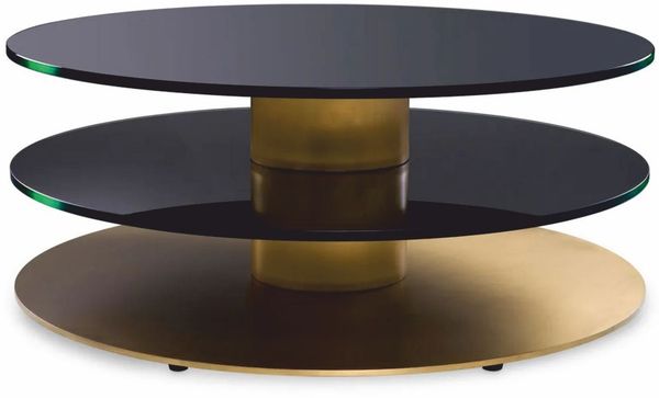Casa Padrino Luxus Couchtisch Messing / Schwarz Ø 100 cm - Wohnzimmer Möbel