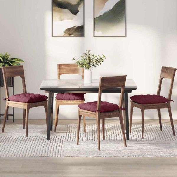 vidaXL Sitzkissen 4 pcs Weinrot 40 x 40 x 6 cm Stoff 42015149