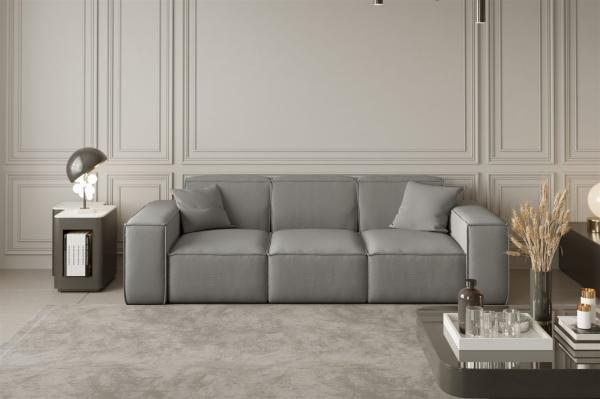 Sofa Designersofa CELES 3-Sitzer in Stoff Opera Velvet Silbergrau