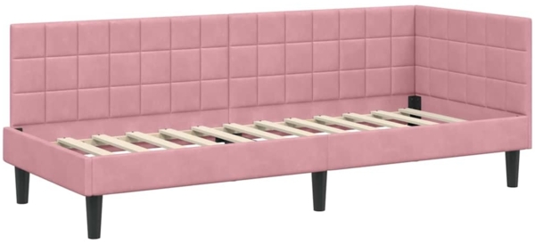 vidaXL Eckbettgestell mit Kopfteil Rosa 80 cm x 200 cm Stoff 42016411