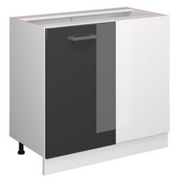 Eckunterschrank R-Line Anthrazit Hochglanz 86 cm ohne Arbeitsplatte Vicco Bild 6