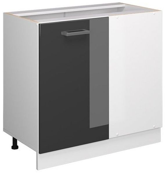 Eckunterschrank R-Line Anthrazit Hochglanz 86 cm ohne Arbeitsplatte Vicco Bild 4