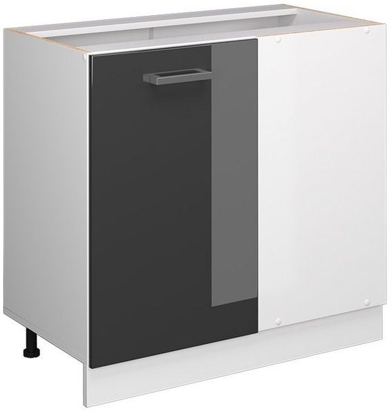 Eckunterschrank R-Line Anthrazit Hochglanz 86 cm ohne Arbeitsplatte Vicco