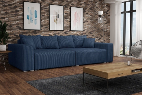 Big Sofa Couchgarnitur REGGIO Megasofa mit Schlaffunktion Stoff Poso Dunkelblau