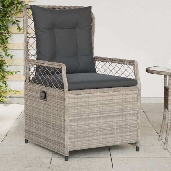 vidaXL Gartensessel 2 Stk. Verstellbar Hellgrau Poly Rattan 368666