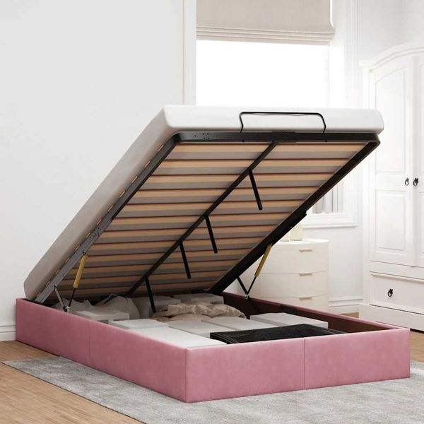 vidaXL Ottoman-Bett ohne Matratze Rosa 120x200 cm Samt 3310960