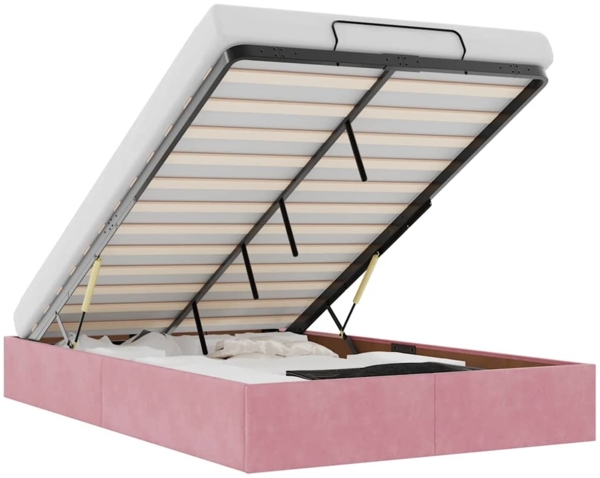 vidaXL Ottoman-Bett ohne Matratze Rosa 120x200 cm Samt 3310960 Bild 1