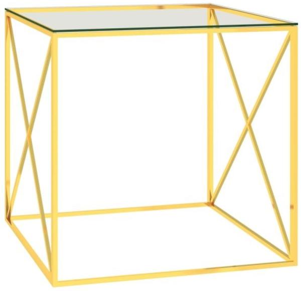 vidaXL Couchtisch Golden 55 x 55 x 55 cm Edelstahl und Glas [289022]