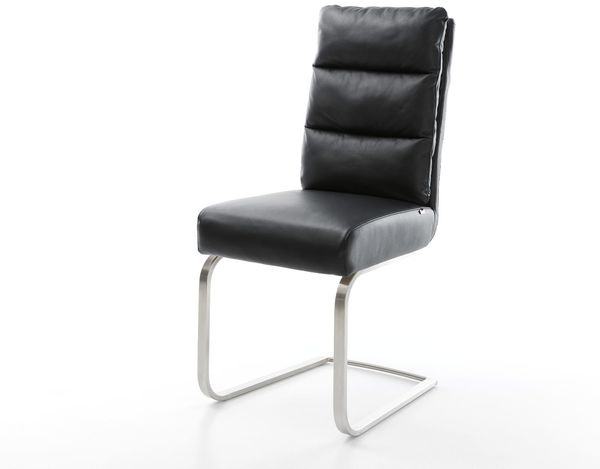 Delife Freischwinger Pela-Flex, Taschenfederkern, Echt-Leder Schwarz, 45x61x103 cm