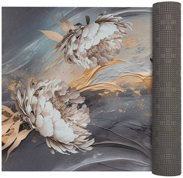 ANRO Küchenläufer LUIGI Pfingstrose pflegeleicht hochwertig Flurläufer Küchenteppich, eckig, Höhe: 3 mm, Teppichläufer 100cm Abstakt, Elysium, Florales Design Grau wasserdicht