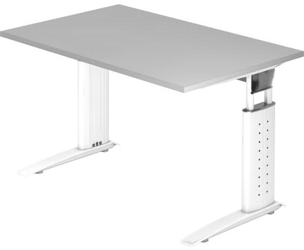 Schreibtisch US12 C-Fuß 120x80 cm Grau Gestellfarbe: Weiß