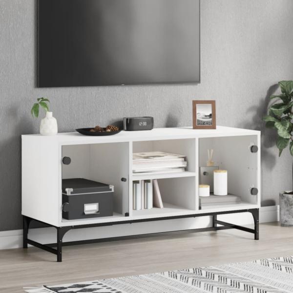 vidaXL TV-Schrank mit Glastüren Weiß 102x37x50 cm 836532