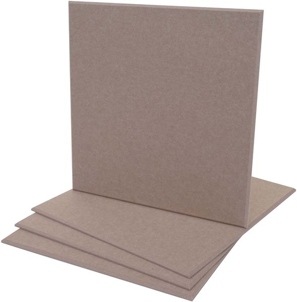 4er-Set Akustikwandpaneel HWC-L52, Wandpaneele Akustikplatten, schalldämmend 1qm Fläche 50x50cm ~ hellbraun