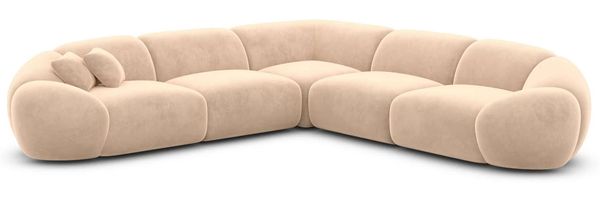 Ecksofa Solverde L Form aus Samtstoff - Samtstoff - beige