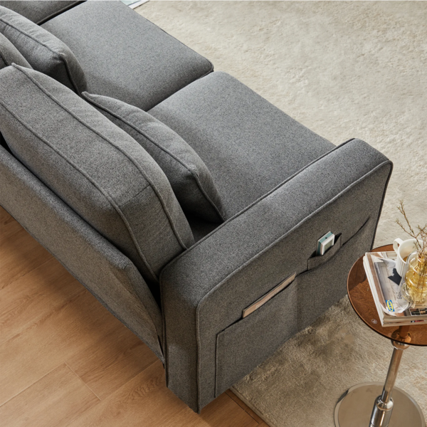 Big-Sofa, 264 cm, 4-Sitzer inkl. loser Zier- und Rückenkissen, Leinen Bezug, Polstersofa, Wohnzimmersofa Bild 4