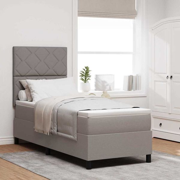vidaXL Boxspringbett mit Matratze mit Kopfteil Taupe 80 x 200 cm Stoff 3339424