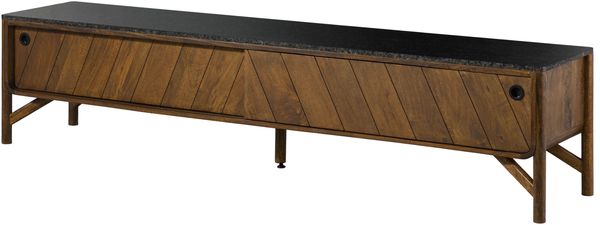 TV-Board Mango 220x45x50 braun geölt / dunkler Granit LOS ANGELES #112
