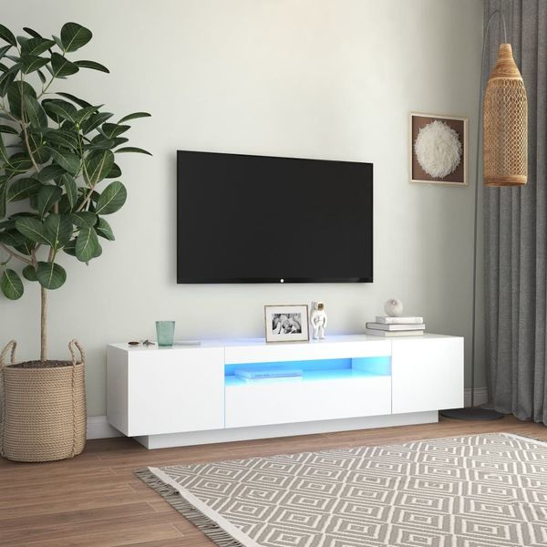 vidaXL TV-Schrank mit LED-Leuchten Weiß 160x35x40 cm 804427
