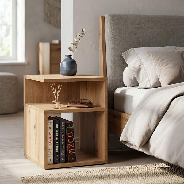 Krok Wood Nachttisch LORA aus laminierter Spanplatte, Beistelltisch für Schlafzimmer