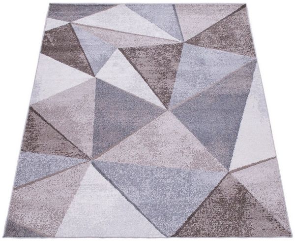 KADIMA DESIGN Teppich Geometrisch Wohnzimmer schmutzabweisend Teppich Kurzflor, Läufer, Höhe: 13 mm, Florhöhe: 9 mm, Polypropylen, Läufer, 60x100, Braun-Beige