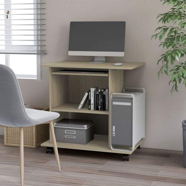 vidaXL Schreibtisch, Holzwerkstoff, Sonoma-Eiche, 80 × 50 × 75 cm