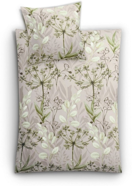 Kleine Wolke Bettwäsche Lukardis, Mako-Satin, 2 teilig, mit Blättern und Gräsern