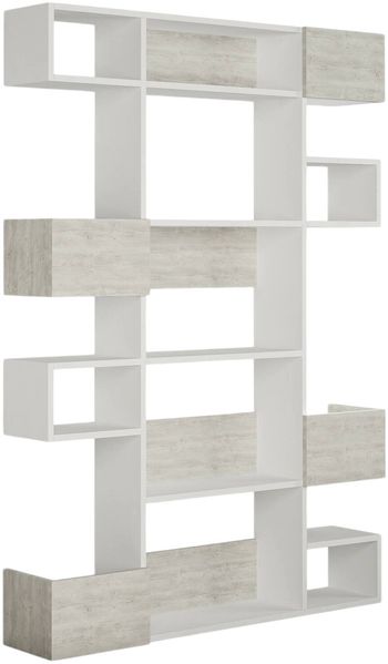 Dmora Bücherregal Sally, Büroregal, Mobiler Buchhalter, Bücherbrett, 120x20 h171 cm, Weiß