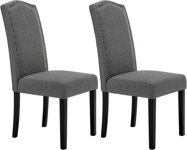 Woltu 4-Fußstuhl (Set, 2 St), Esszimmerstühle mit Rückenlehne, Leinenbezug