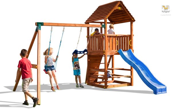 Fungoo Spielturm "Joy Move + Step On Free Time", teak