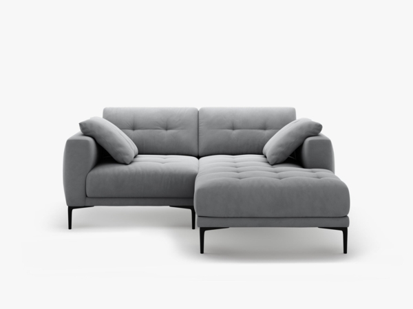 Micadoni Ecksofa Bemy 2-Sitzer Rechts Samt Grau