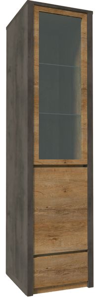 Vitrinenschrank Montana Glasvitrine 50cm eiche lefkas grau grifflos
