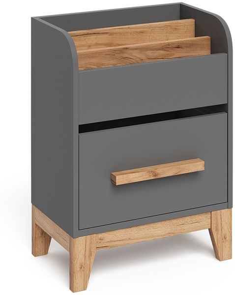 Bücherregal Malia Grau 55 x 70 cm mit Schublade Vitalispa