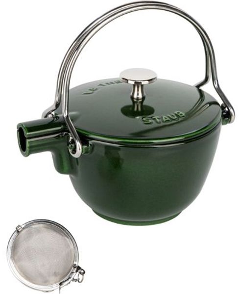 Staub Teekanne 1,15 L basilikum- grün Gusseisen, rund