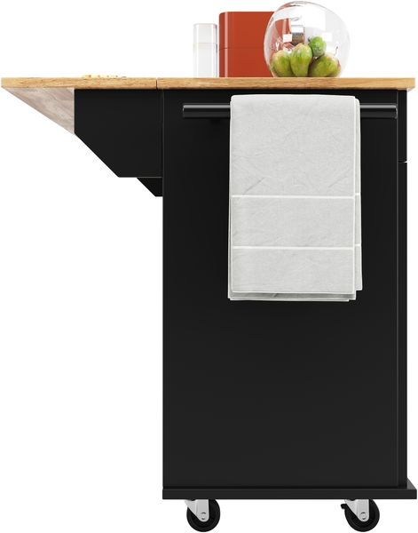 Kücheninsel, Moderne Küchenschrank buffetschrank Speisewagen mit Holzmaserung Multifunktionale Esstisch mit Speicherraum Schwarz, 106 x 50 x 90.5 cm Bild 8