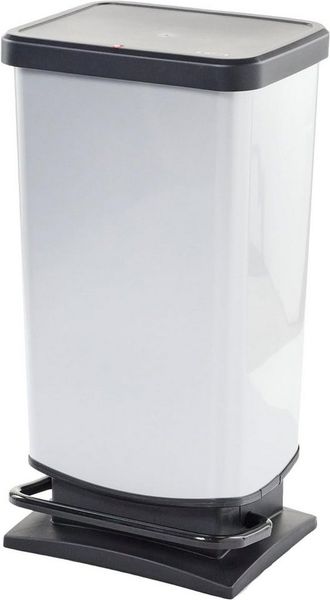 Rotho 'Paso' Treteimer, Kunststoff, 40 Liter, Metallic Silber