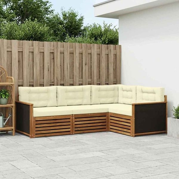 vidaXL Outdoor-Sofagarnitur 4 pcs Natur und Creme 3383283