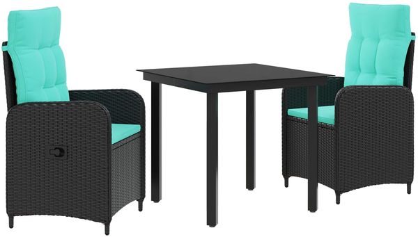 vidaXL Sofa-Tischset 3 pcs PE Rattan und pulverbeschichteter Stahl 3422476