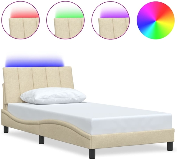 vidaXL Bettgestell ohne Matratze "Hanko" Creme 100x200 cm Stoff 3310445 Bild 1