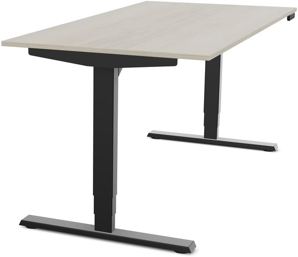 ASSMANN Elektrisch höhenverstellbarer Schreibtisch Y-Line 160x80cm Eiche Polar Schwarz Metall Holz Melaminoberfläche Bild 10