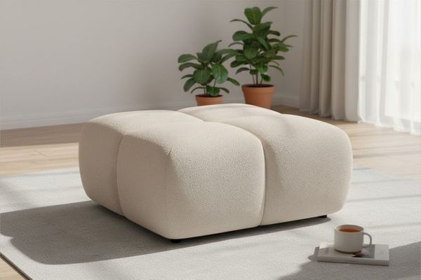 Polsterhocker Sitzhocker Hocker VEGA in Stoff Egon Beige