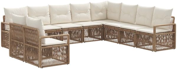 vidaXL Gartensofa-set 10 pcs Beige Poly-Rattan 3435759