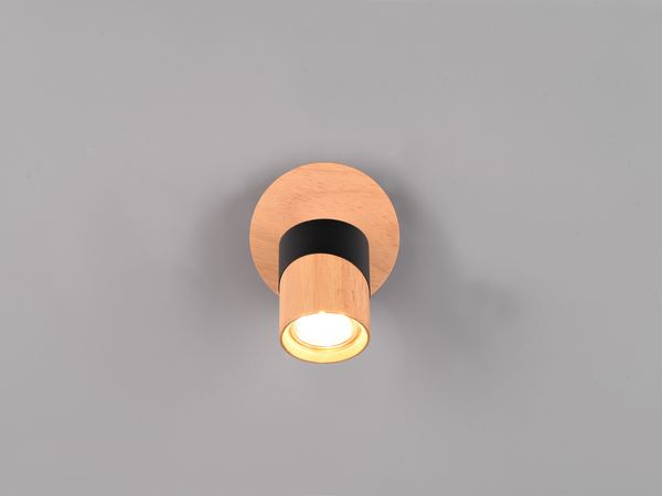 LED Wandstrahler Naturholz & Metall Schwarz, Breite 11cm Bild 6