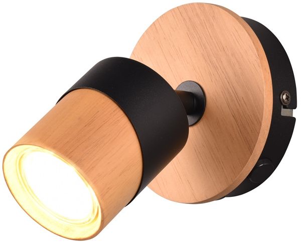 LED Wandstrahler Naturholz & Metall Schwarz, Breite 11cm Bild 2
