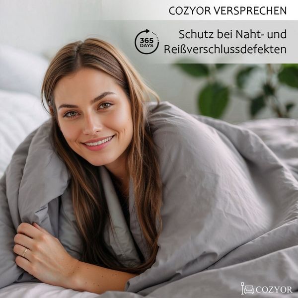 Cozyor Bettwäsche extra dick, weich, top Reissverschluss 135x200 155x200 155x220 200x200, Mikrofaser, 3 teilig, hellgrau Moonlight, Bettbezug+Kissenbezug 80x80, für Allergiker, weich