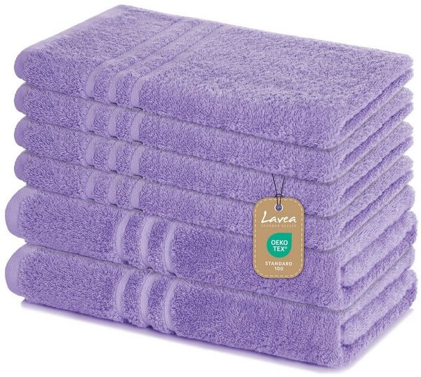 Lavea Handtuch Set Elena, Duschtücher, Handtücher, Gästetücher, Waschhandschuhe, 100% Baumwolle (Set, 6-St), Frottierserie, weich & saugstark, pflegeleicht, 500 g/m² Frottier