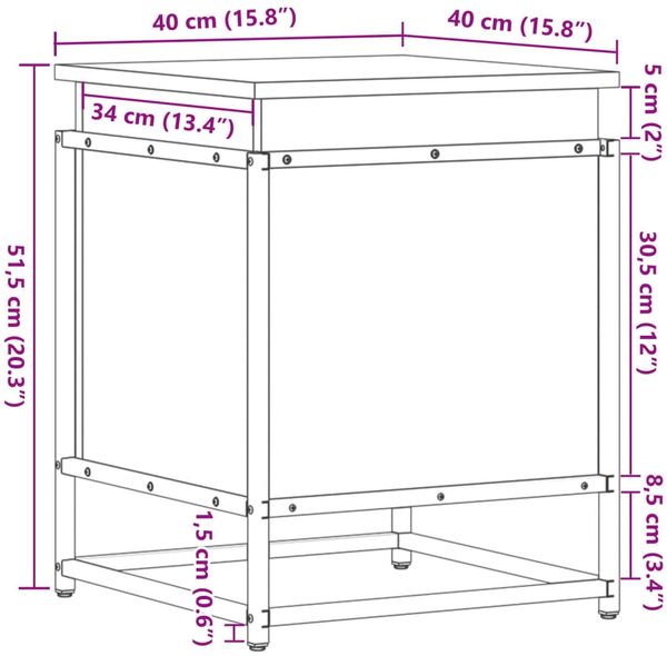 vidaXL Aufbewahrungsbox mit Deckel Grau Sonoma 40x40x51,5 cm 848792 Bild 10