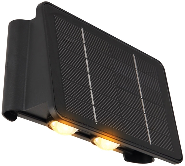 LED Wandlampe Solarleuchte, Akku, IP54, schwarz, L 17 cm