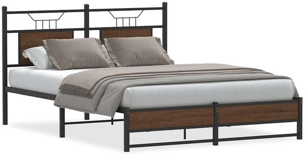 Doppelbett, Bettgestell Modernen ohne Matratze Braun Eiche 150x200 cm Holzwerkstoff d1911e