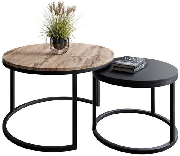 Lookway Couchtisch CIRI MIX 2in1 Runder Tisch (2er Set), Durchmesser: ⌀70 cm und ⌀50 cm